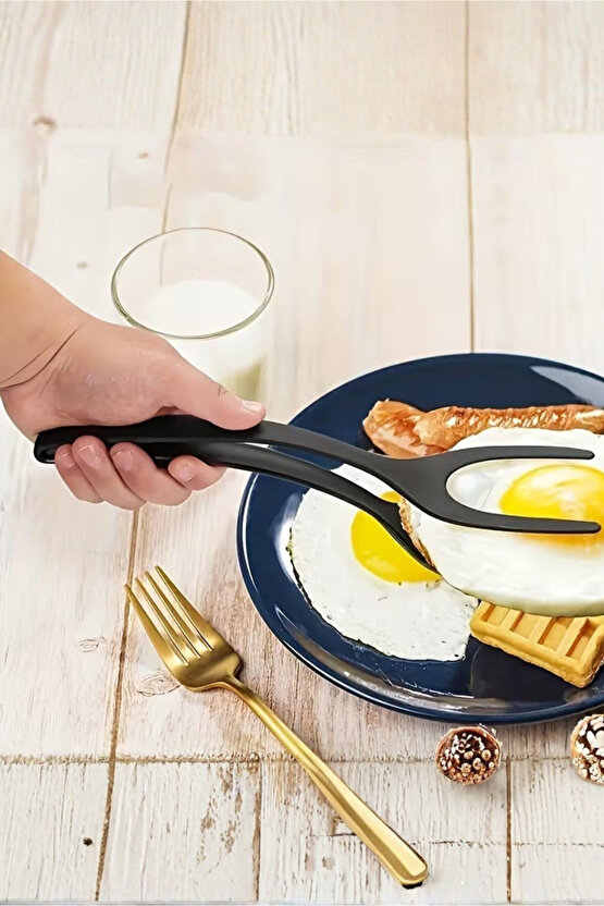 Yanmaz Yapışmaz 220 Derece Dayanıklı Teflon Maşalı Spatula - Spatula Servis Kepçesi