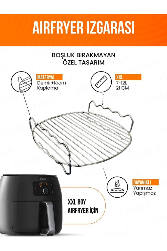 Airfryer Izgara Teli Zigzag Model | Fritöz Metal Aksesuarı XXL