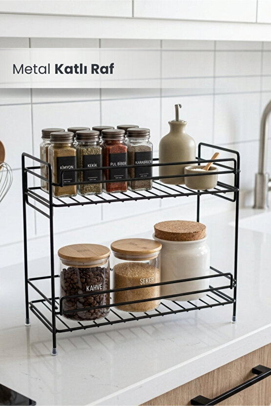 Çok Amaçlı Metal Katlı Raf |Düzenleyici Mutfak Masa Üstü Baharat Malzeme Banyo Dolap Organizeri