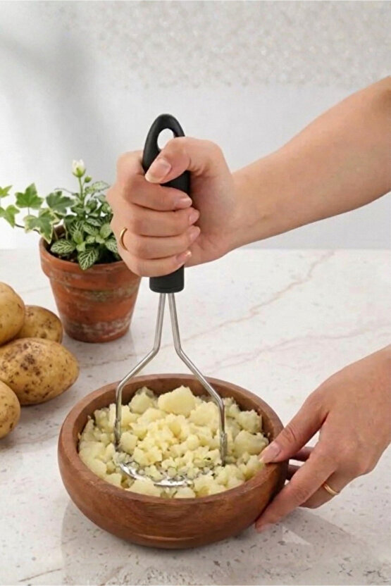 Metal Saplı Metal Patates Ezici - Yuvarlak Baş