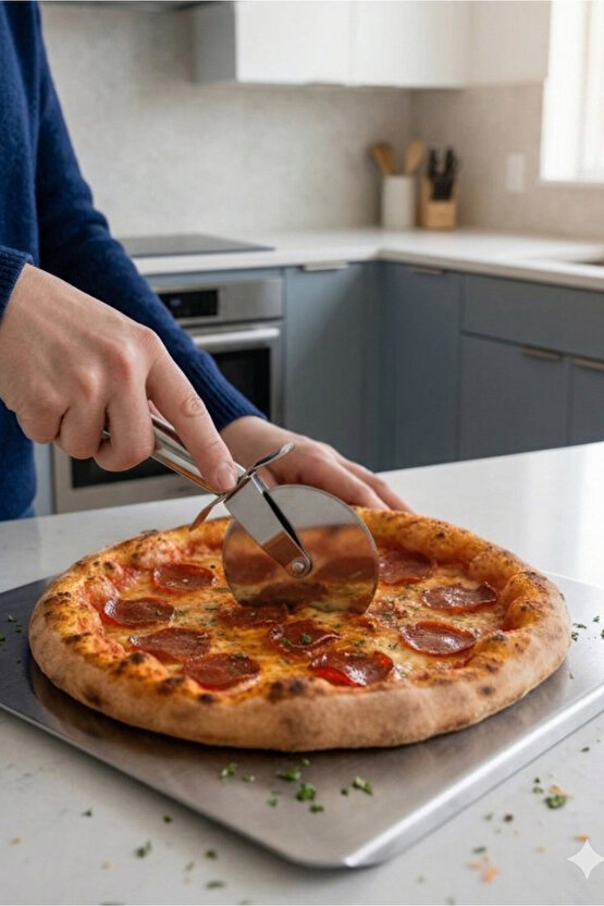 Çelik Saplı Pizza ve Hamur Kesici Rulet