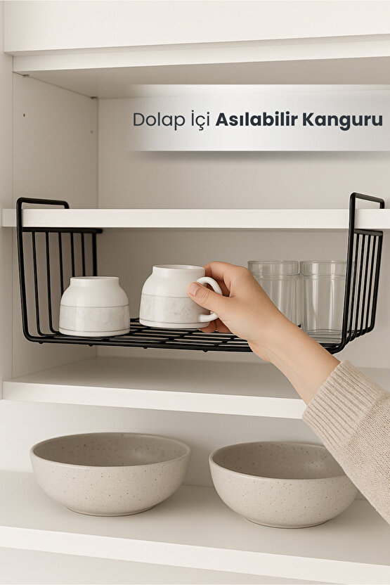 Dolap Içi Asılabilir Kanguru Model Düzenleyici Raf Havlupan 36cm - Siyah