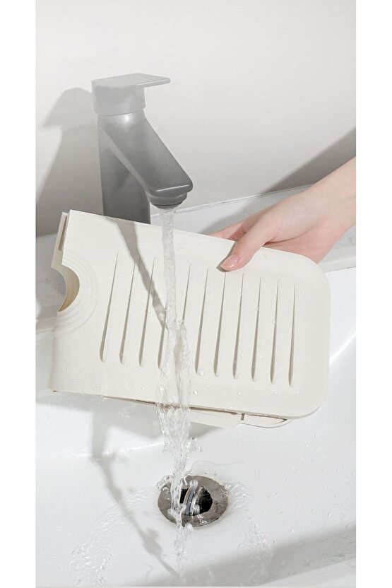 Elastik Musluk Matı Su Tutucu Düzenleyici Kaydırmaz Taban Organizer Mutfak Banyo Lavabo