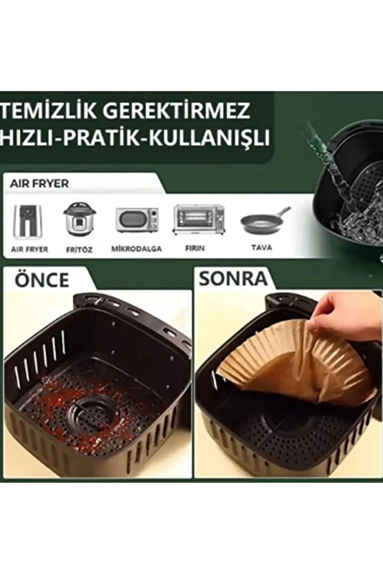 50 - Adet Airfryer Pişirme Kağıdı Kare Model