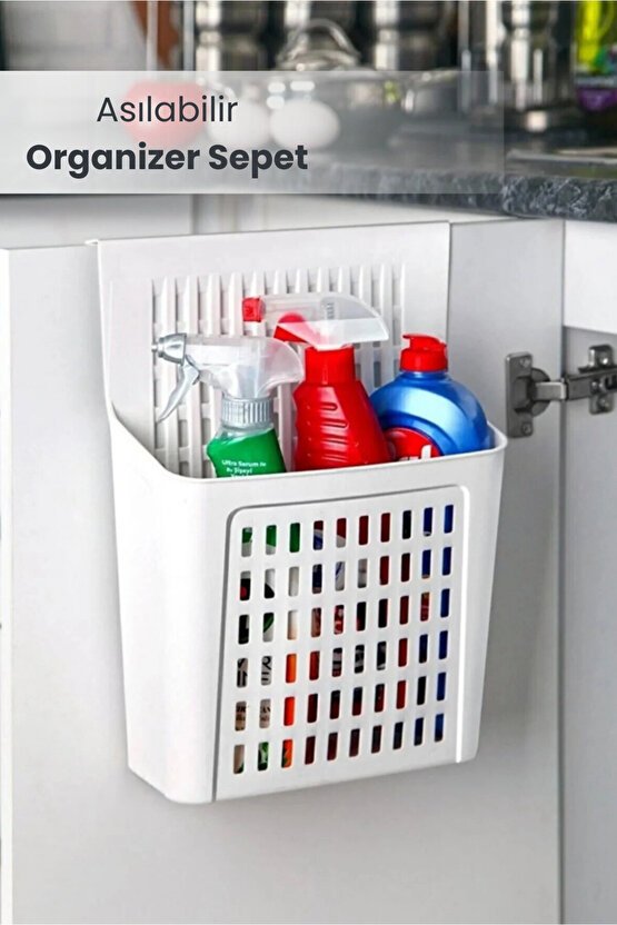 Dolap Kapağına Asılabilir Organizer Sepet