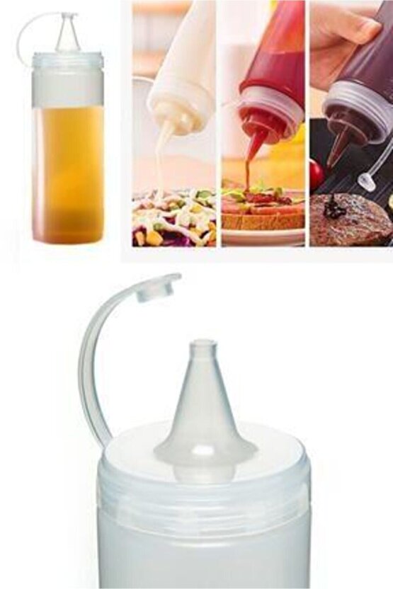 Master Chef 700ml Sızdırmaz Kapaklı Şeffaf Yağdanlık Sirke Ketçap Mayonez Sosluk