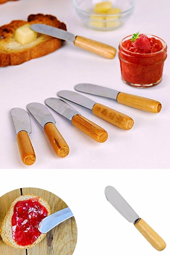 6lı Bambu Saplı Tereyağı, Bal, Recel Sunum Bıçağı Seti