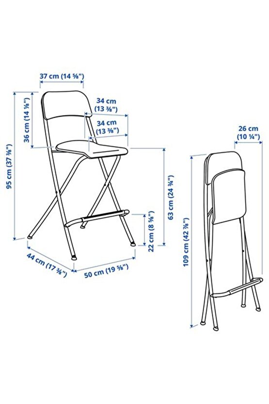 - FRANKLIN, bar sandalyesi, siyah, 63 cm