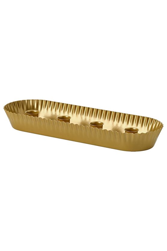 Vinterfint 34 cm Gold Altın Çelik Dekoratif Şamdan Mumluk