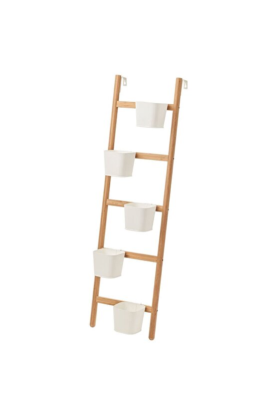 Çiçeklik, Bambu-Beyaz, Genişlik: 36 cm  Yükseklik: 125 cm  Saksının çapı: 12 cm