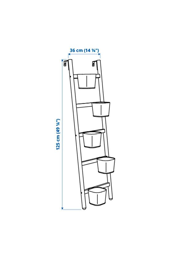 Çiçeklik, Bambu-Beyaz, Genişlik: 36 cm  Yükseklik: 125 cm  Saksının çapı: 12 cm