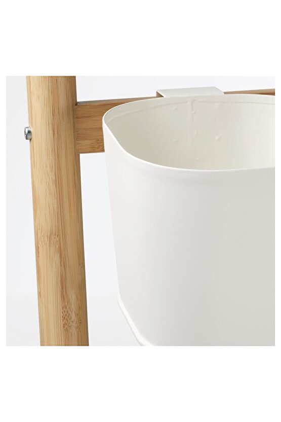 Çiçeklik, Bambu-Beyaz, Genişlik: 36 cm  Yükseklik: 125 cm  Saksının çapı: 12 cm