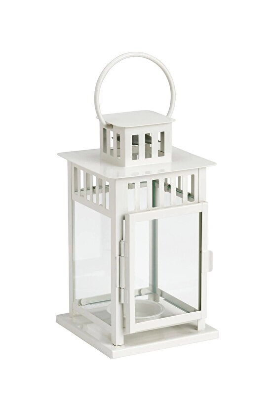 QUİCK Asılabilir Fener Mumluk Yükseklik 20 Cm Dekoratif Tealight Mumluğu Beyaz Renk 0098
