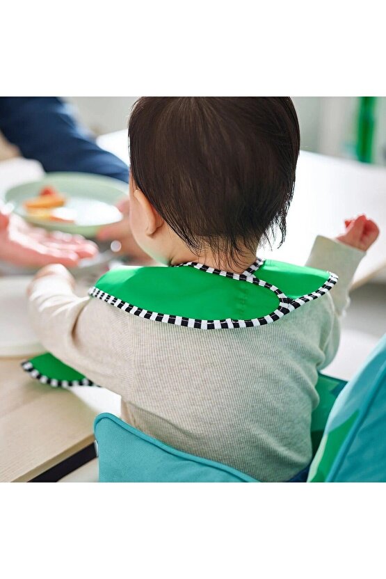 2 Adet Cırtlı Mama Önlüğü 28,5x38,5 cm İkea 2li Set Çocuk Yemek Önlüğü Sarı-Yeşil Önlük