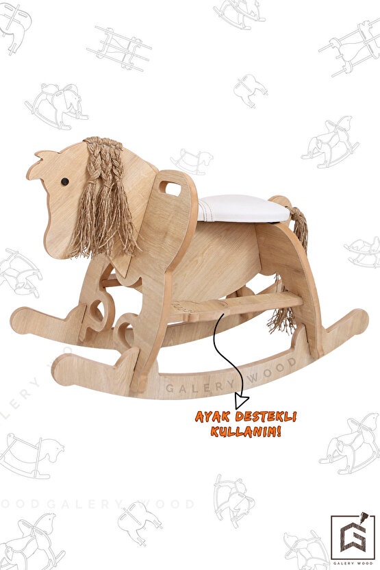Ahşap Sallanan At-Deri koltuklu-Ayak Destekli-(Yeni Model)
