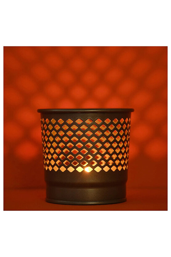 Metal Tealight Mumluk Yükseklik: 9 Cm Çelik Mum Kabı Çap: 10 cm
