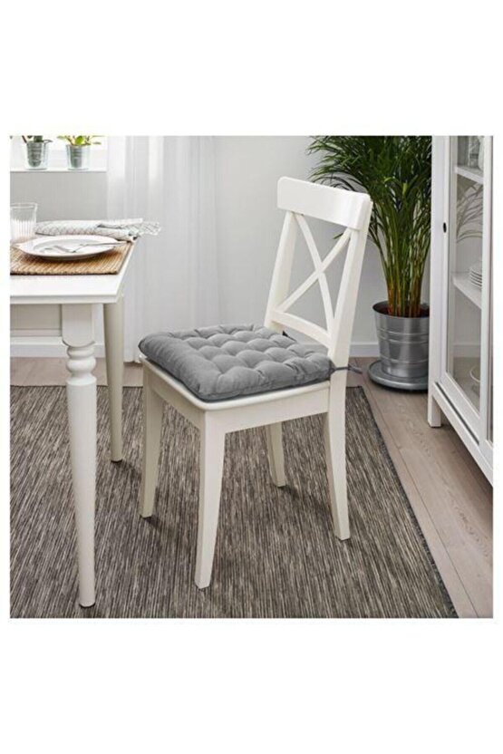 4 Adet Sandalye Minderi, Gri Genişlik: 38 cm Derinlik: 38 cm Kalınlık: 6.5 cm