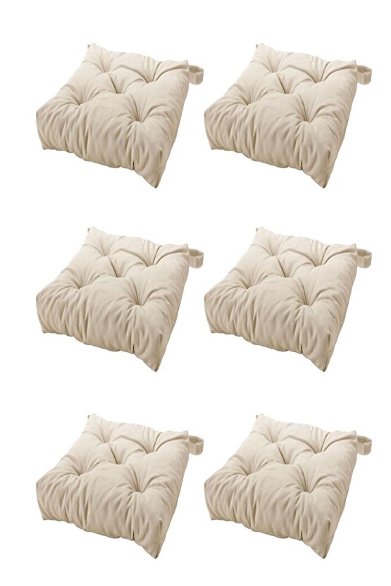Malında Sandalye Minderi Ekru 6 Adet 4035x38x7 Cm