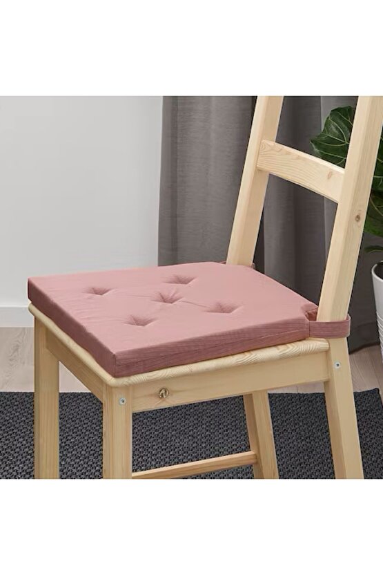 Justına Pembe Sandalye Minderi Cırt Cırt Bantlı 3542x40x4 Cm Minder