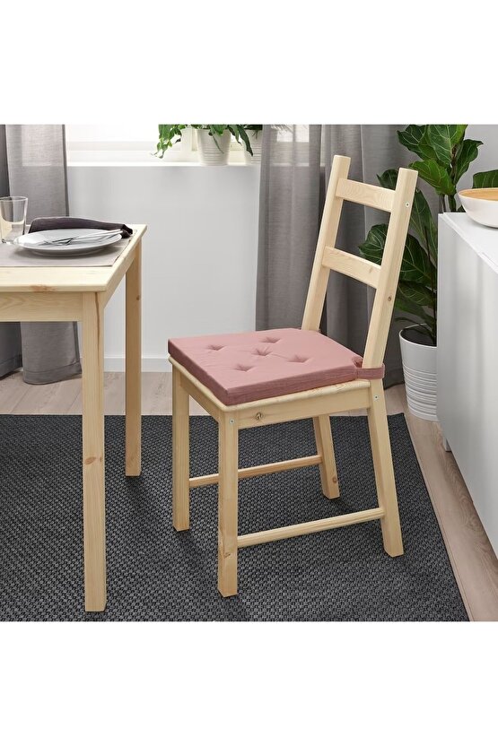 Justına Pembe Sandalye Minderi Cırt Cırt Bantlı 3542x40x4 Cm Minder