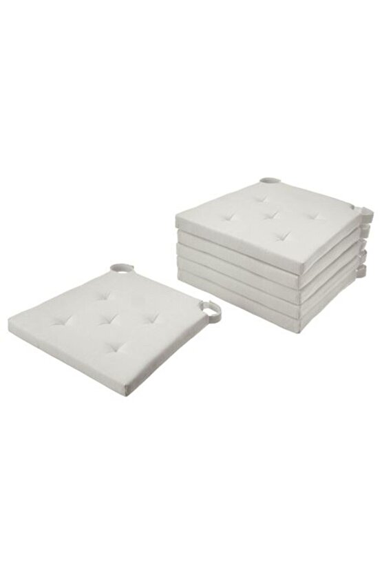 Justina 6 Adet Sandalye Minderi, Ekru, 4235x40x4 Cm