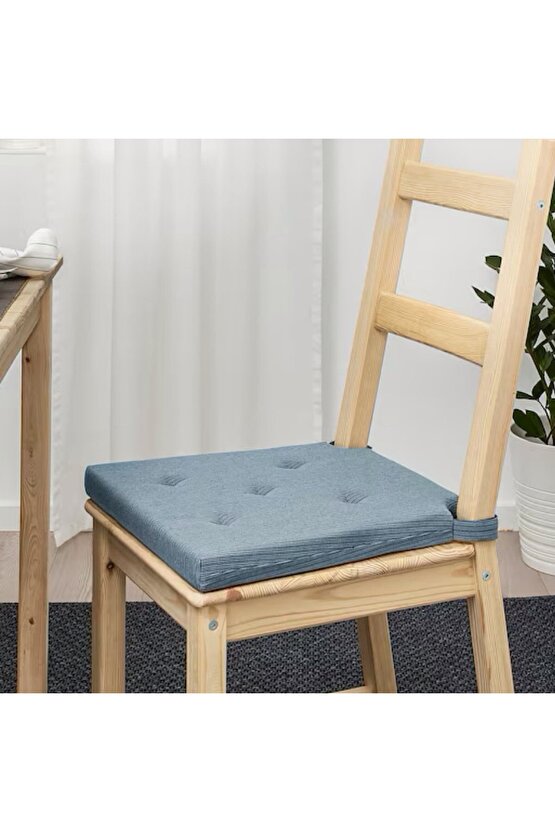 Justına Mavi Sandalye Minderi Cırt Cırt Bantlı 3542x40x4 Cm Minder
