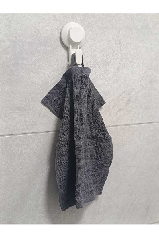 4 Adet El Havlusu, Koyu Gri Renk MeridyenDukkan 30x30 cm Pamuk ,4 Li El-Kurulama Havlu