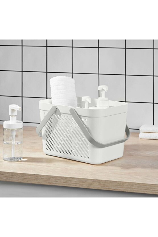 2 Adet Beyaz Sepet Çok Amaçlı Banyo Sepeti Duş Sepeti Banyo Düzenleyici Beyaz