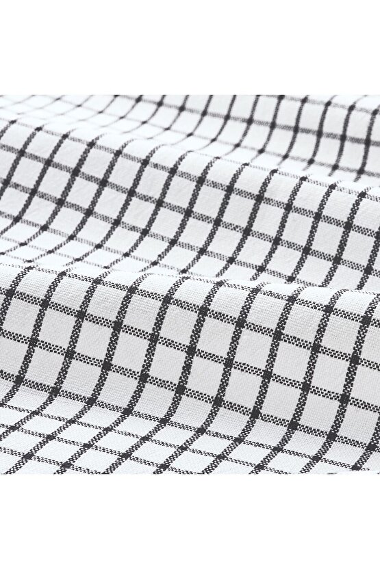 4 Adet Asılabilir Bulaşık Silme Bezi 60x45 Cm Beyaz-Koyu Gri %100 Pamuk