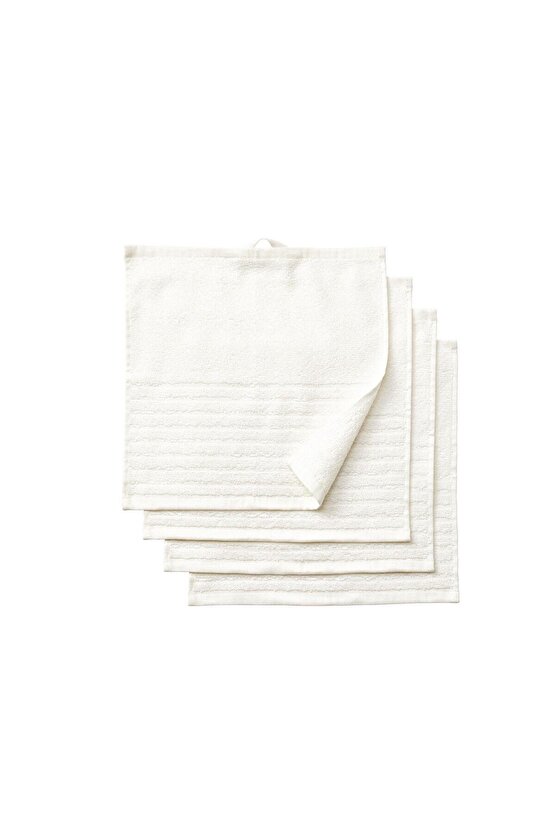 4 Adet Banyo-Mutfak El Havlusu Beyaz Renk 30x30 cm, 4 Lü