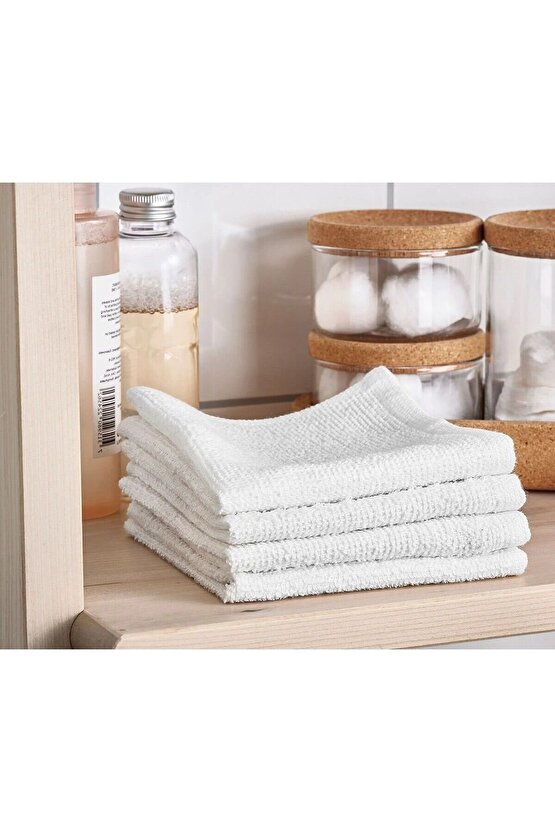 4 Adet Küçük Banyo Havlusu 25x25 Cm El Yüz Havlusu İkea 4lü Set Pamuk Havlu Beyaz Renk