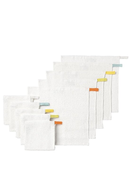 Unisex Çocuk Beyaz Krama 10 Adet 30x30 Cm Havlu Seti Bebek El Havlusu Peçete