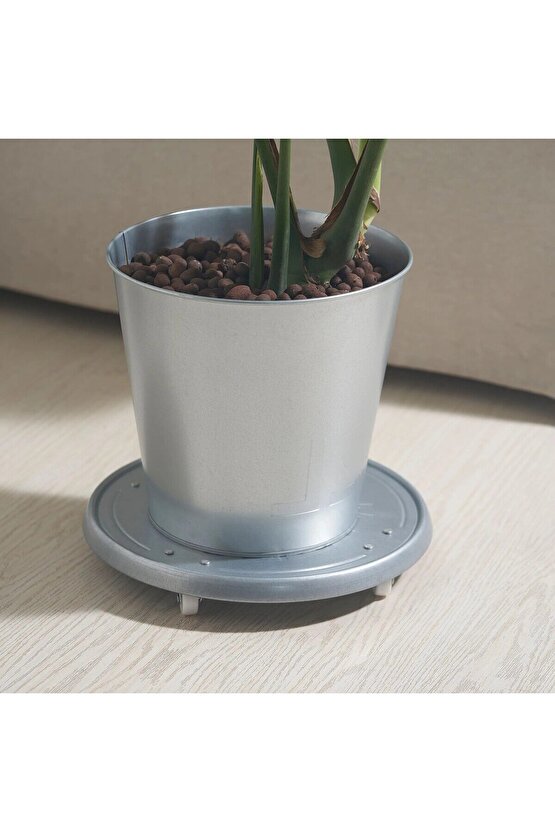 QUİCK Çelik Tekerlekli Saksı Altlığı Çap 31 Cm Saksı Altı Metal Damacana Altlığı Yükseklik 5 Cm