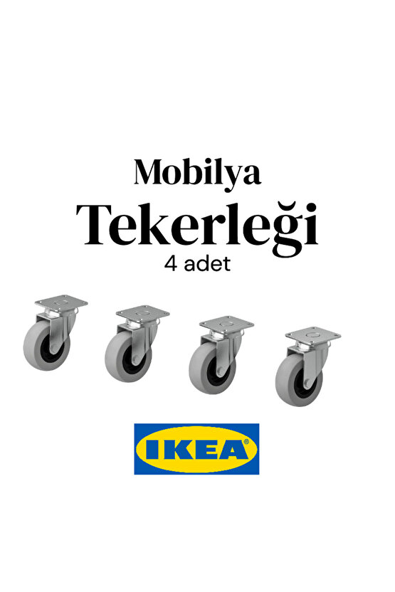 RILL mobilya tekerleği, gri, tekerlek çapı 50 mm (4 adet)