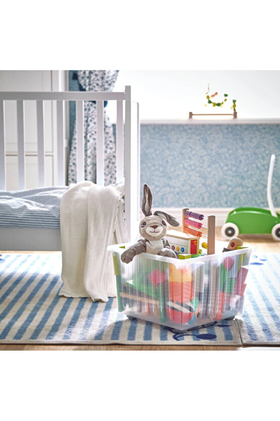 VESSLA Tekerlekli Kapaklı Kutu Beyaz 39X39 cm Oyuncak Saklama Dolap Düzenleme