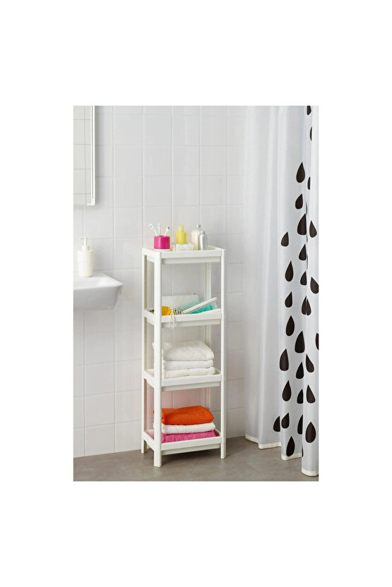 Banyo Rafı Genişlik: 23 cm Derinlik: 36 cm Yükseklik: 100 cm Polipropilen plastik Beyaz