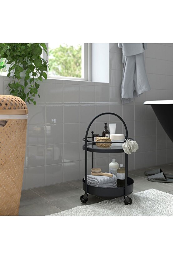 banyo servis arabası , siyah, 55x35 cm