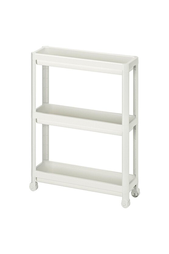 Servis Sehpası Beyaz 54x18x71 cm Mutfak-Banyo Düzenleyicisi 3 Katlı Tekerlekli