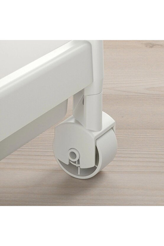 QUİCK 3 Katlı Servis Sehpası 54x18x71 Cm Tekerlekli Plastik Banyo Rafı Düzenleyici Beyaz Raf 009466