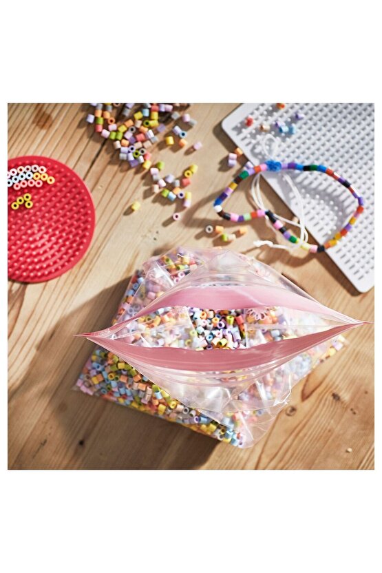 ISTAD kilitlenebilir buzdolabı poşeti , kırmızı-pembe, 2,5 lt ve 1,2 lt, 50 adet