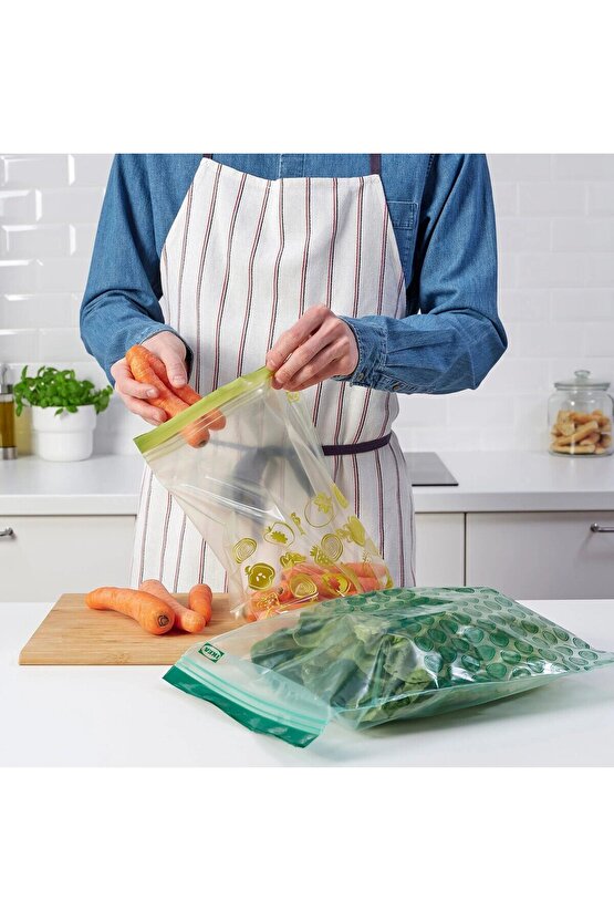 Istad Kilitlenebilir Buzdolabı Poşeti, Yeşil, 6 Lt Ve 4,5 L ( 2 Paket)