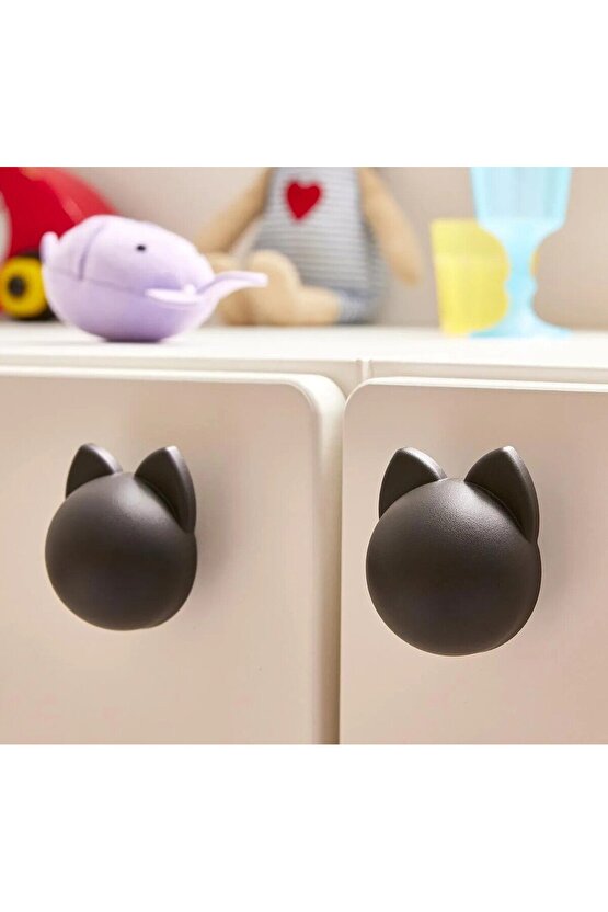 QUİCK 2 Adet Çocuk Odası Dolap Kulpu Çap 3,8 Cm 2li Set Çekmece Şekilli Dolap Topuzu Antrasit 006513