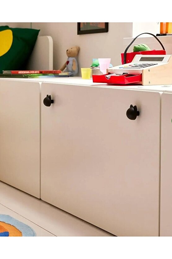 QUİCK 2 Adet Çocuk Odası Dolap Kulpu Çap 3,8 Cm 2li Set Çekmece Şekilli Dolap Topuzu Antrasit 006513