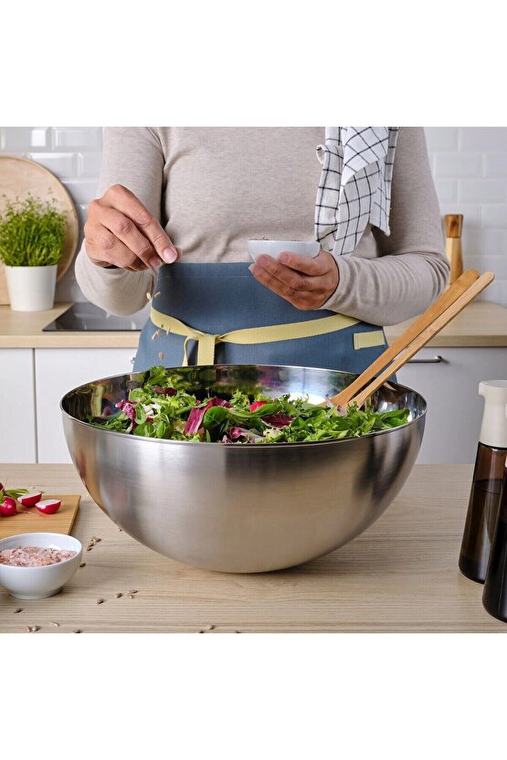 2 Adet Büyük Servis Kasesi Karıştırma Kabı 28 Cm 5.4 lt ve 36 Cm 11.5 lt Salata Kase Paslanmaz Çelik