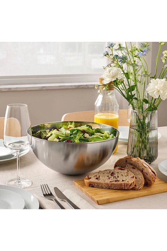 2 Adet Büyük Servis Kasesi Karıştırma Kabı 28 Cm 5.4 lt ve 36 Cm 11.5 lt Salata Kase Paslanmaz Çelik