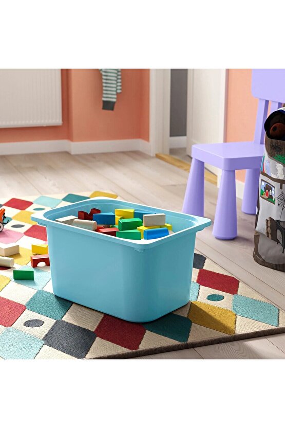 KALİTELİ 3 Adet Plastik Oyuncak Saklama Kutusu 42x30x23 Cm İkea 3lü Set Düzenleme Kutusu Mavi Kutu