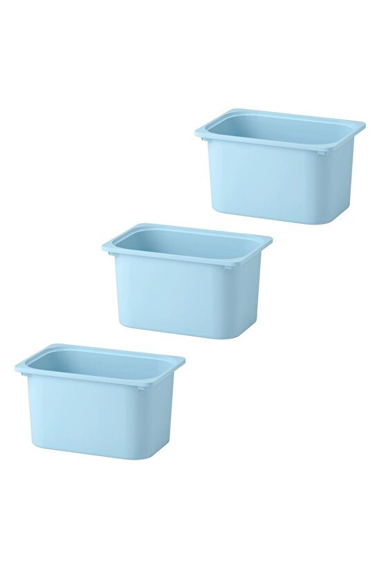 KALİTELİ 3 Adet Plastik Oyuncak Saklama Kutusu 42x30x23 Cm İkea 3lü Set Düzenleme Kutusu Mavi Kutu