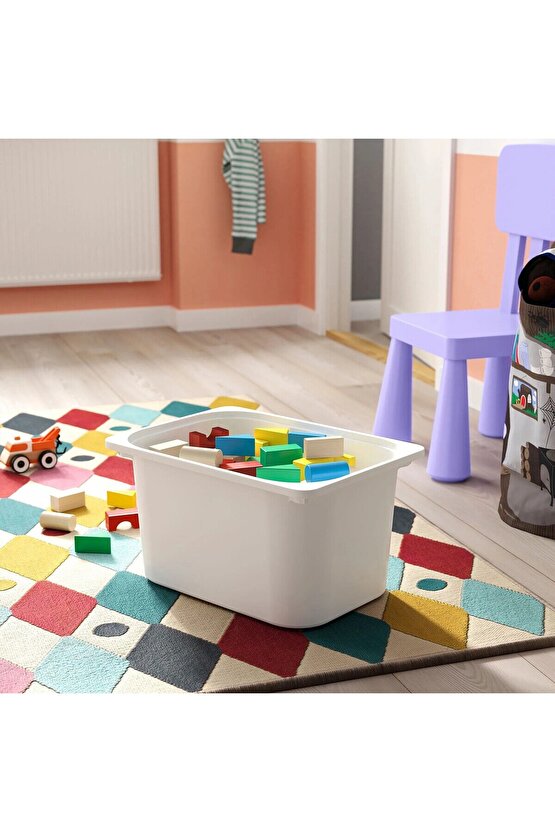 QUİCK Beyaz Çocuk Odası Eşya Oyuncak Saklama Kutusu 42x30x23 Cm Plastik Kutu Düzenleyici