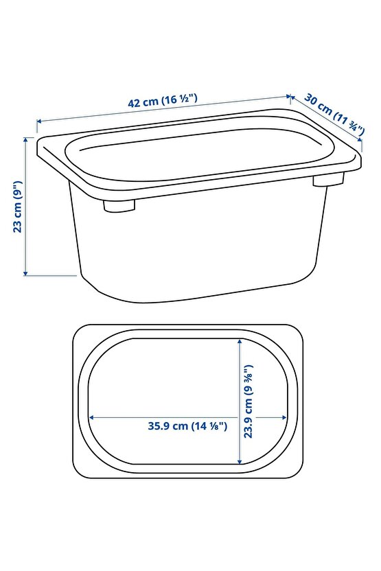 QUİCK 2 Adet Açık Mavi Çocuk Odası Eşya Oyuncak Saklama Kutusu 42x30x23 Cm 2li Set Saklama Plastik