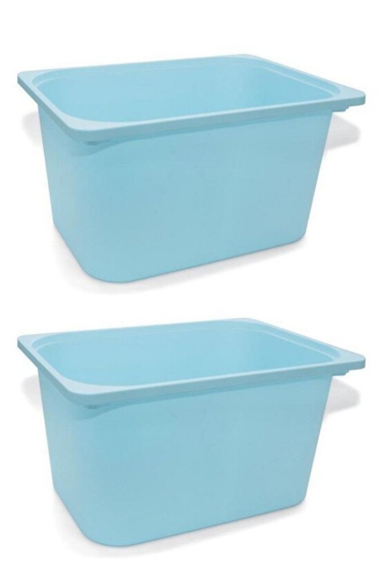 QUİCK 2 Adet Açık Mavi Çocuk Odası Eşya Oyuncak Saklama Kutusu 42x30x23 Cm 2li Set Saklama Plastik